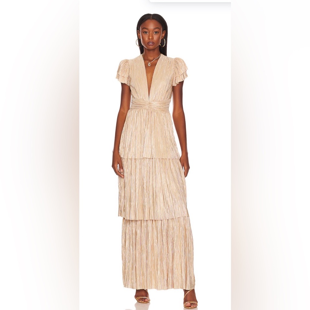 Sabina Musayev Gold Maze Maxi Dress